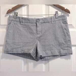 Aritzia Talula Striped Cuffed Chino Low Rise Stretch Cotton Blue White Shorts 8